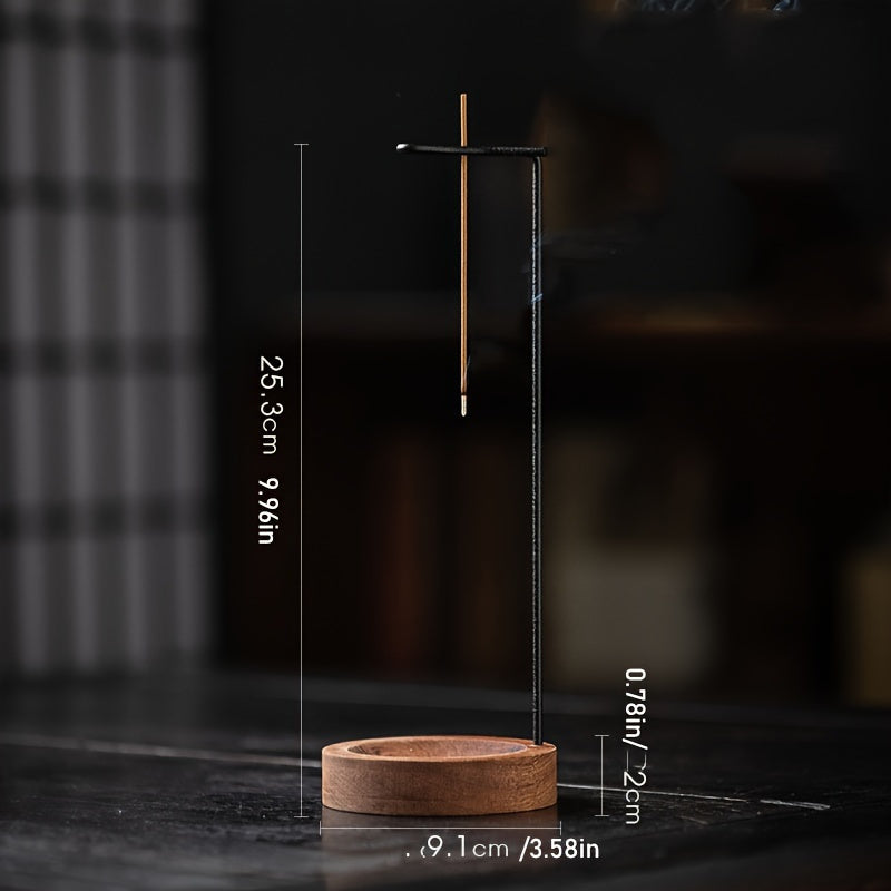 Zen-Inspired Wooden Incense Burner Set with Ash Catcher