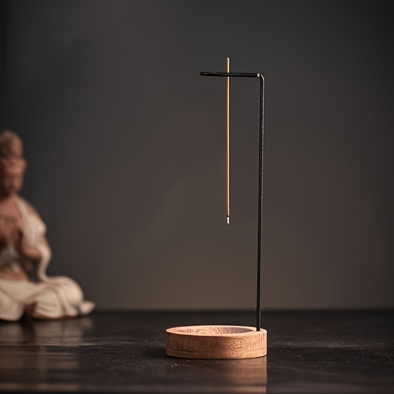 Zen-Inspired Wooden Incense Burner Set with Ash Catcher