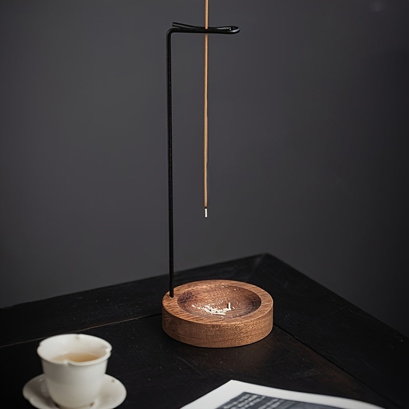 Zen-Inspired Wooden Incense Burner Set with Ash Catcher