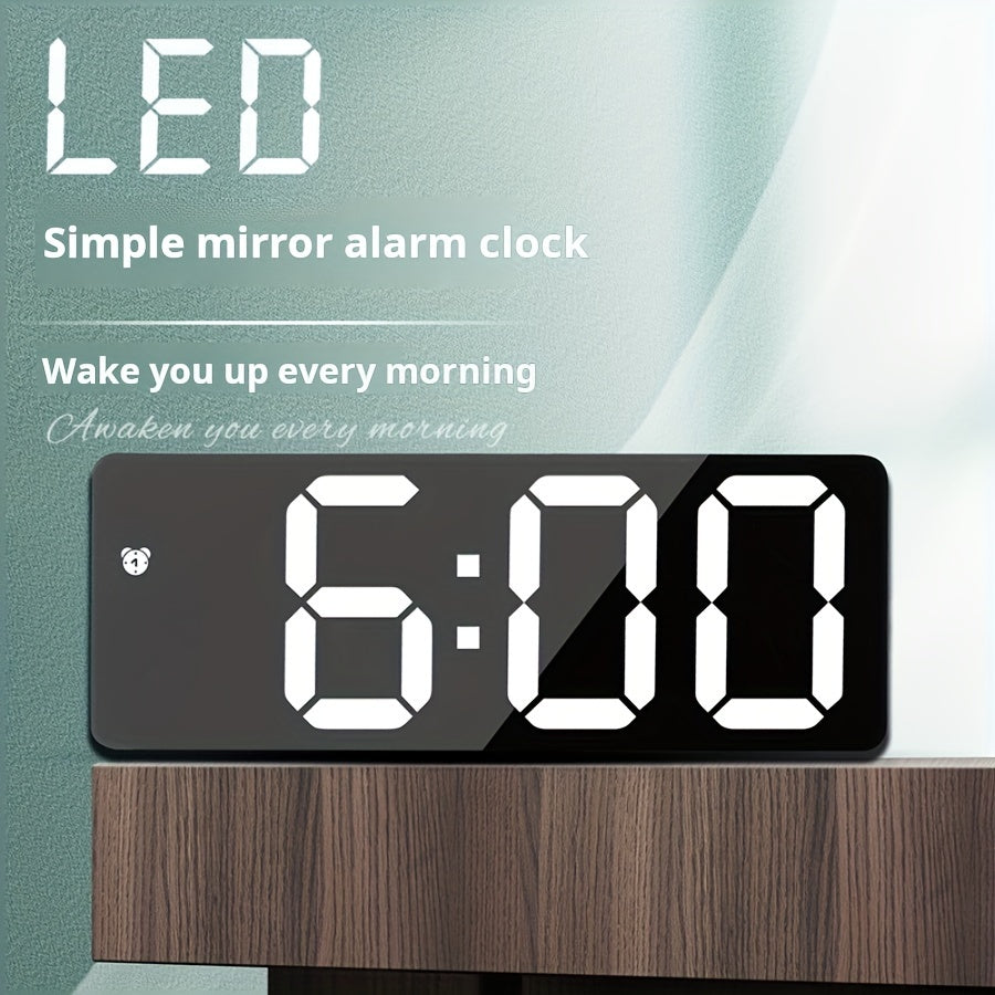 LED Mirror Alarm Clock - USB & Battery Powered