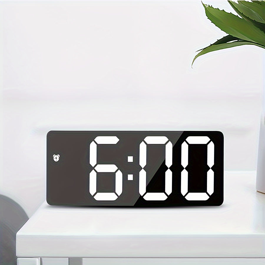 LED Mirror Alarm Clock - USB & Battery Powered